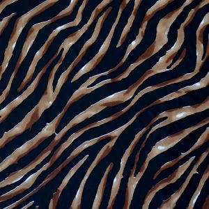 Detailaufnahme von Badelycra Stoff mit klassischem Zebra-Muster in Braun, Schwarz und Weiss. Perfekt für Bademode & Tanzkleider.