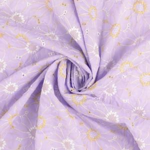 Batist Stickerei Stoff mit Blumen in flieder