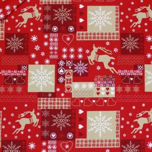Baumwollstoff-für-Weihnachten-in-rot-und-silber