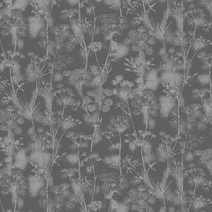 Baumwollstoff mit Blumenmuster in grau-anthrazit