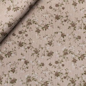 Panama Baumwollstoff mit Blumen in beige-grün