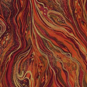 Baumwollstoff orange marmoriert mit Goldglizter von Timeless Treasures