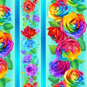 Baumwollstoff Rainbow Rose von Timeless Treasures
