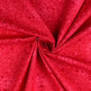 Nahaufnahme: Baumwollstoff Rankenmuster fuchsia, hochwertiger Digitaldruck. Glatte Popeline für Patchwork & Mode – 100% Baumwolle von spitzentraum.ch.