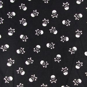 Baumwollstoff mit Totenkopf in schwarz