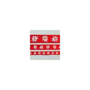 Satinband mit Edelweiss Motiv in rot