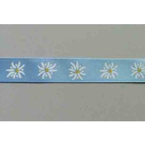 Satinband mit Edelweiss Motiv in blau