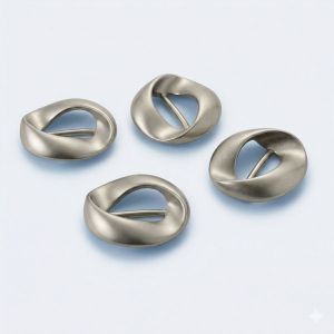 Vierer-Set massiver Bikinischmuck aus Metall (14mm Durchlass) in seidenmattem Alteisen-Silber-Look. Robuste Dekoschleifen zum Aufschieben, perfekt für Bademode.