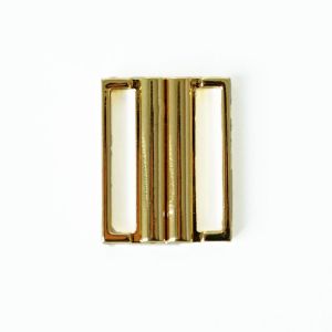 Metall-Bikiniverschluss Gold (goldfarbig glänzend, 14mm Durchlass). Noppen für sicheren Halt. Robust & stilvoll. Jetzt online bei spitzentraum.ch bestellen!