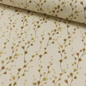 Canvas Stoff mit Pflanzen in ecru und beige