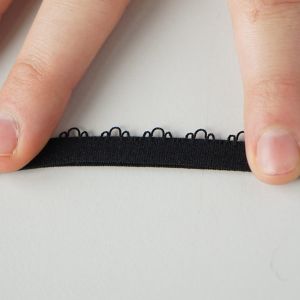 Falzgummi, Einfassgummi in schwarz mit einer Spitzenkante 15mm breit fürs Unterwäsche & Bekleidung nähen