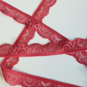 Budgetpackung elastische Spitze in erdbeerrot-pink- 2.2cm breit, 3m