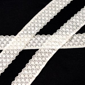 Elastische Spitze in ivory, 33mm breit für Bekleidung, Deko, Scrapbooking & DIY