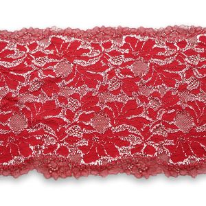 Elastische Spitze in kirschrot mit Lurexfäden - 23cm breit