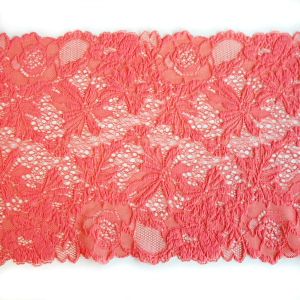Elastische Spitze in lachs - 23cm breit