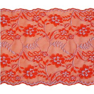 Elastische Spitze in lachs-orange, 17cm breit