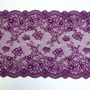 Elastische Spitze in plum - 21cm breit