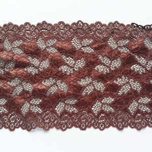 Elastische Spitze in rostbraun - 16cm breit