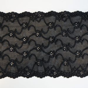 Elastische Spitze in schwarz - 15cm breit