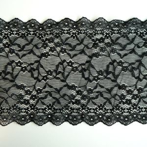 Elastische Spitze in schwarz - 16.5cm breit