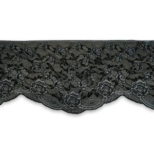 Elastische Spitze in schwarz-grau - max. 19.5cm breit