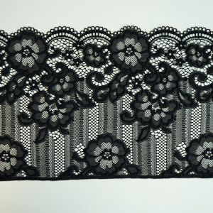 Elastische Spitze in schwarz - 22.5cm breit