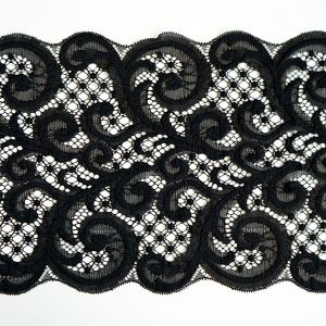 Elastische Spitze in schwarz- 23cm breit