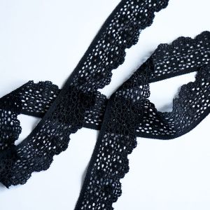 Elastisches Spitzenband in schwarz - 3cm breit