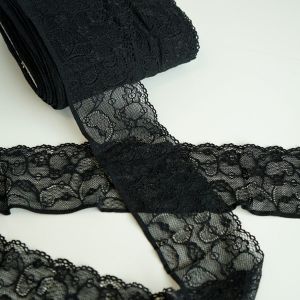 Elastische Spitze in schwarz - 8cm breit