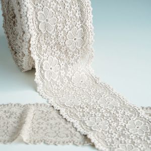 Elastische Spitze  in taupe hell - 13cm breit