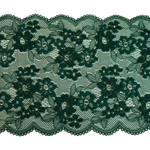 Elastische Spitze in waldgrün - 23cm breit