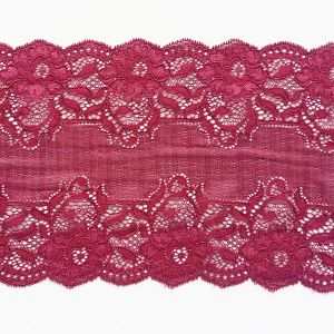 Elastische Spitze in weinrot - 16cm breit