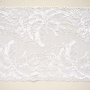 Elastische Spitze in weiss - 17cm breit