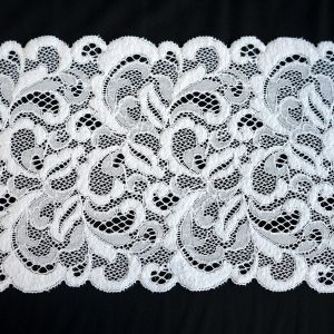 Elastische Spitze in weiss - 19cm breit