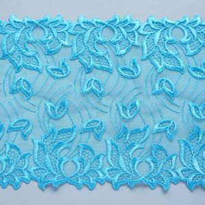 Elastische Tüllstickerei-Spitze in aquamarine - 20cm