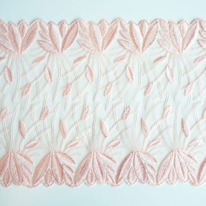 Elastische Tüllstickerei-Spitze in rosa - 22cm breit