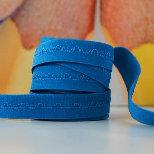 Elastisches Einfassband Falzgummi in türkis mit Spitzenkante, 15mm breit zum Bekleidung & Unterwäsche nähen