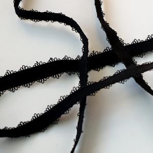 Elastisches Trägerband Trägergummi in schwarz, 15mm breit mit zwei Spitzenkanten zum BHs, Kleider und Tops nähen