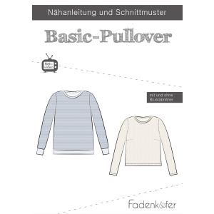 Schnittmuster für Basic Pullover von Fadenkäfer in verschiedenen Varianten: für Männer, Damen und Kinder - einfach zu Nähen, für Nähanfängerinnen geeignet.