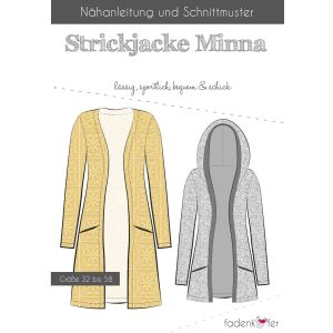 Schnittmuster für eine Strickjacke in verschiedenen Grössen für Damen oder Kinder vom Schnittmusterhersteller Fadenkäfer.