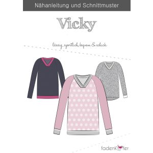 Schnittmuster für V-Neck Pullover 'Vicky' von Fadenkäfer