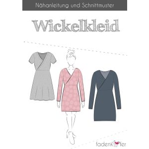 Toller Schnitt für ein Wickelkleid für Damen oder Mädchen von Fadenkäfer - mit zwei verschiedenen  Ärmellängen und Rockformen.
