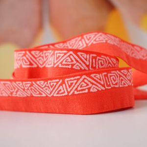 Falzgummi Einfassgummi orange gemustert 25mm breit zum Unterwäsche & Bekleidung nähen