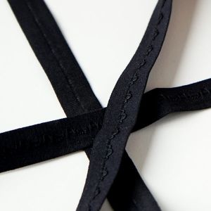 Falzgummi, Einfassgummi in schwarz mit einer Spitzenkante 15mm breit fürs Unterwäsche & Bekleidung nähen