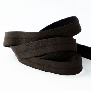 Elastisches Einfassband (Falzgummi) in dunkler taupe mit glitzer  - 17mm breit, 5m