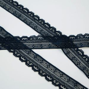 Foldover Spitze in mitternachtsblau - 3.5cm breit