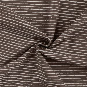 Gestreifter Jersey Stoff in taupe mit Streifen in offwhite