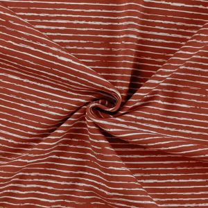 Gestreifter Jersey Stoff in terra und offwhite