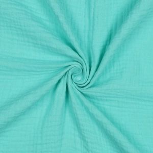 Musselin Stoff aqua in GOTS-Qualität für weiche Kinder- und Damenbekleidung, Kinderkleider - 100% Baumwolle.