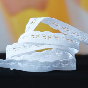 Gummi mit Spitze in weiss, 8mm breit zum Unterwäsche und Bekleidung nähen